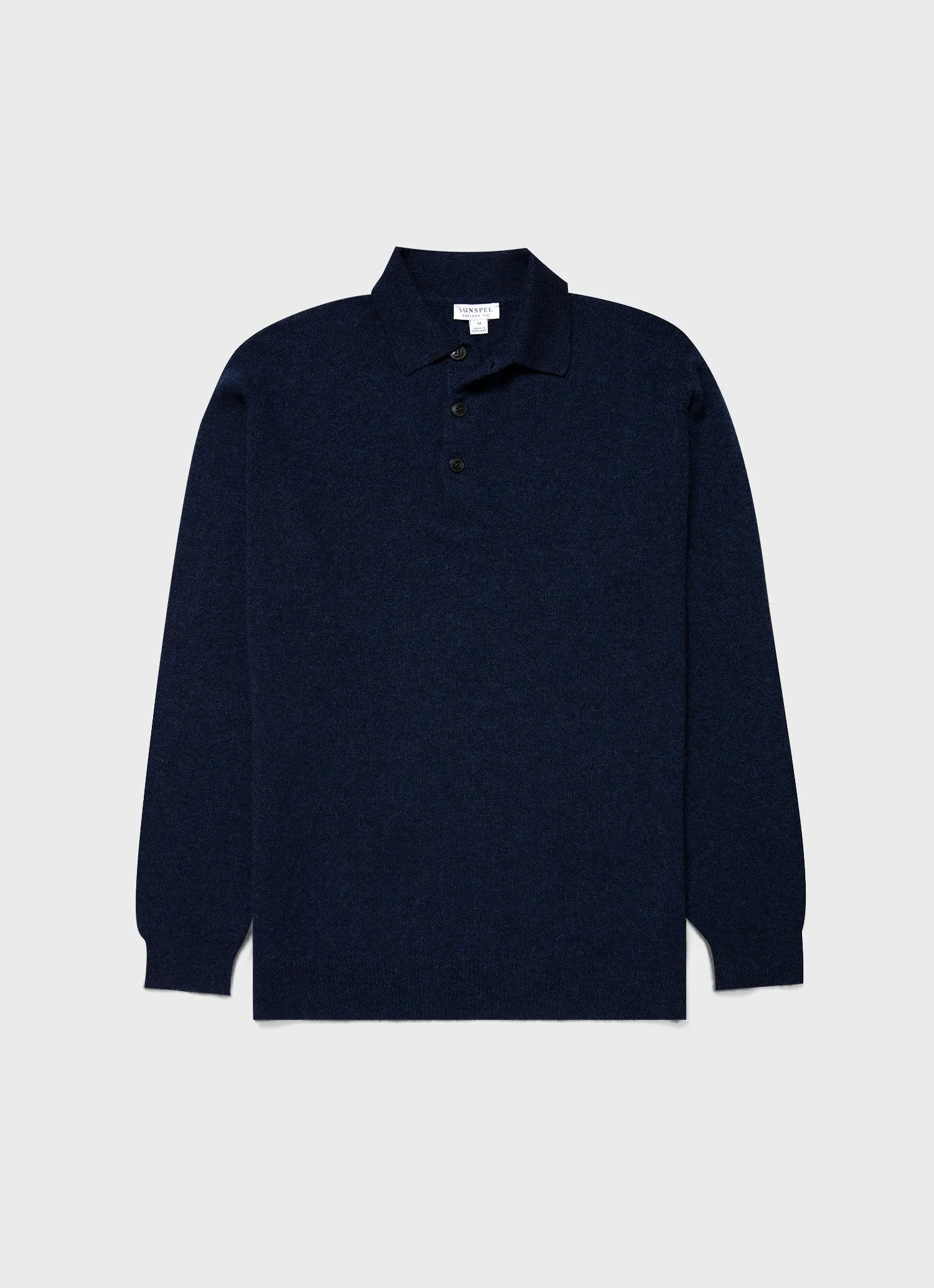 Men's Cashmere Polo Shirt in Navy Melange