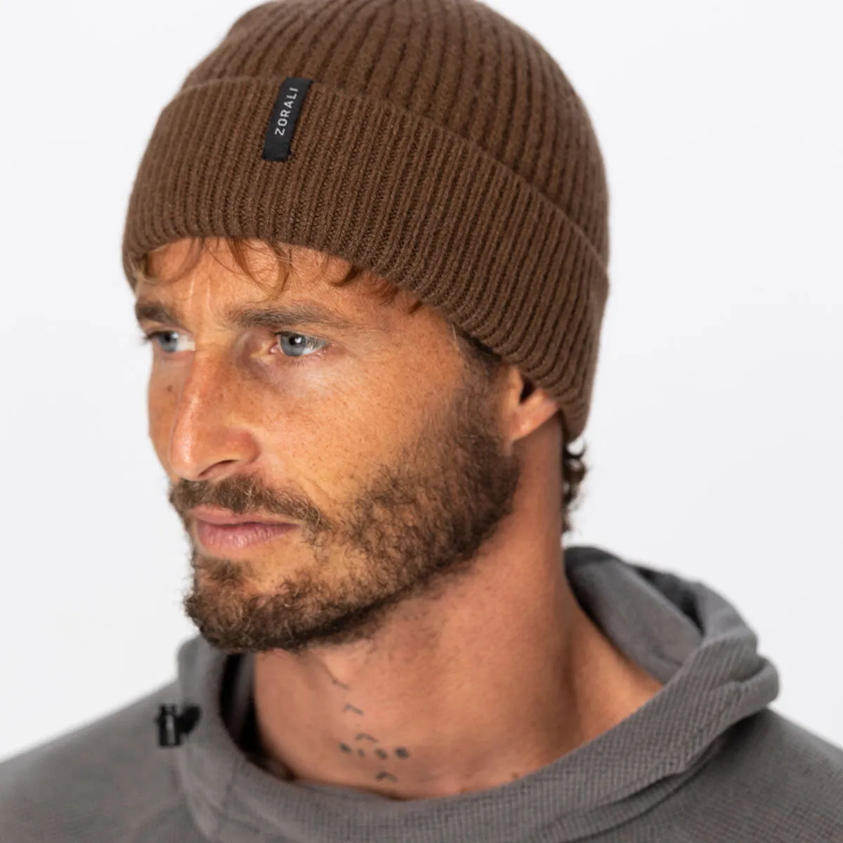 Mens Merino Beanie Brown