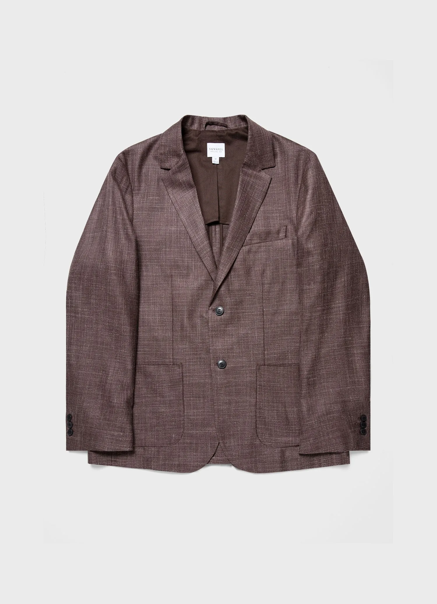 Men's Silk Linen Wool Blazer in Dark Sand