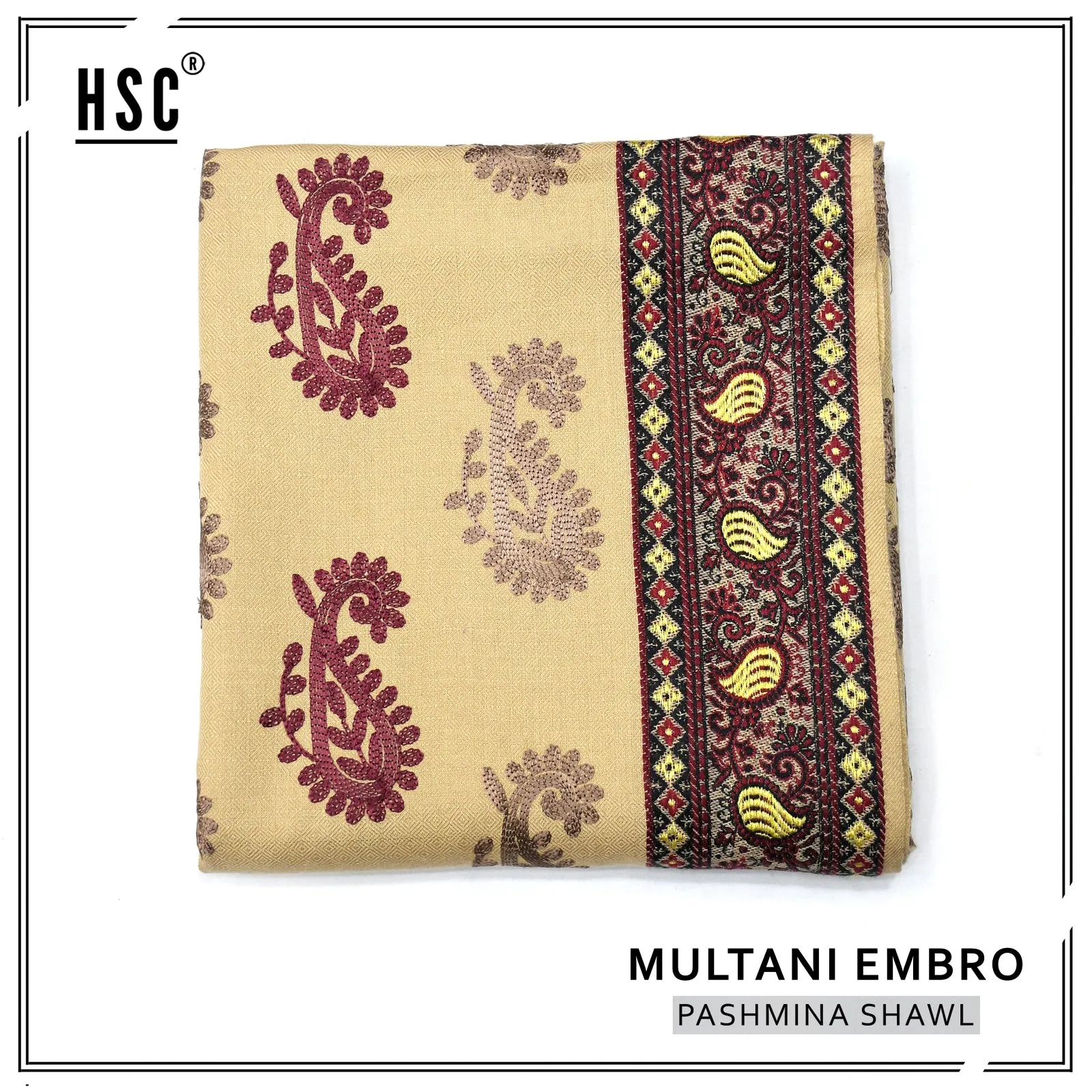 Multani Embro Pashmina Shawl For Ladies - MES1