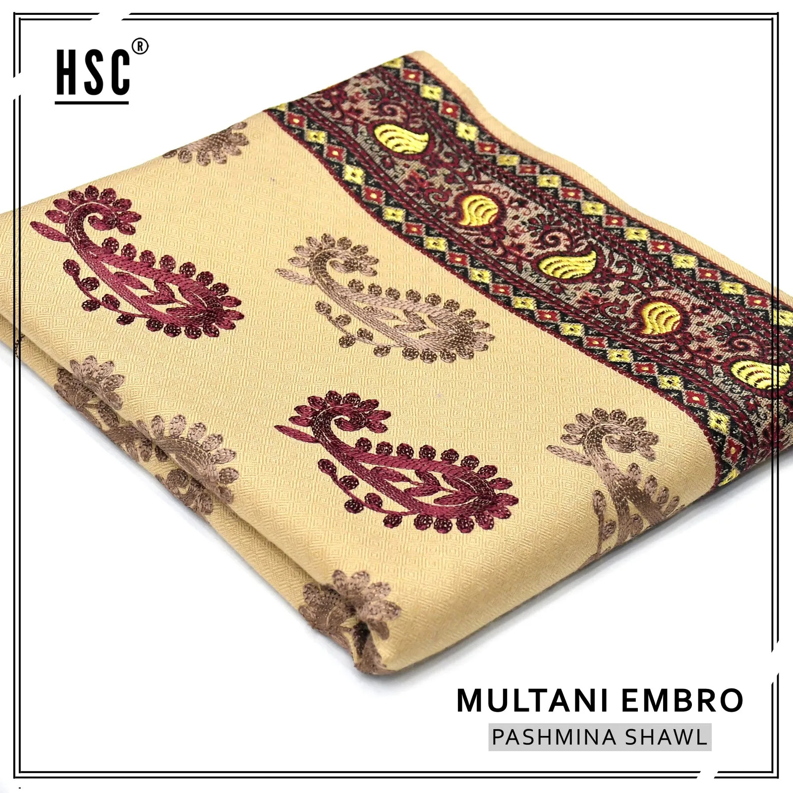 Multani Embro Pashmina Shawl For Ladies - MES1