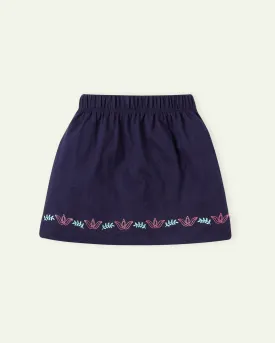 Navy Blue Embroidered Skirt