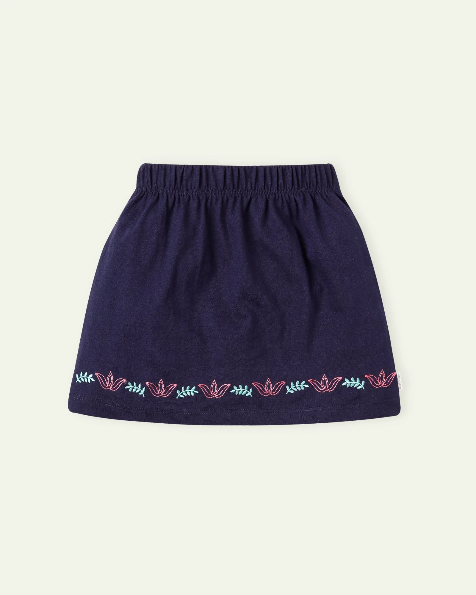 Navy Blue Embroidered Skirt