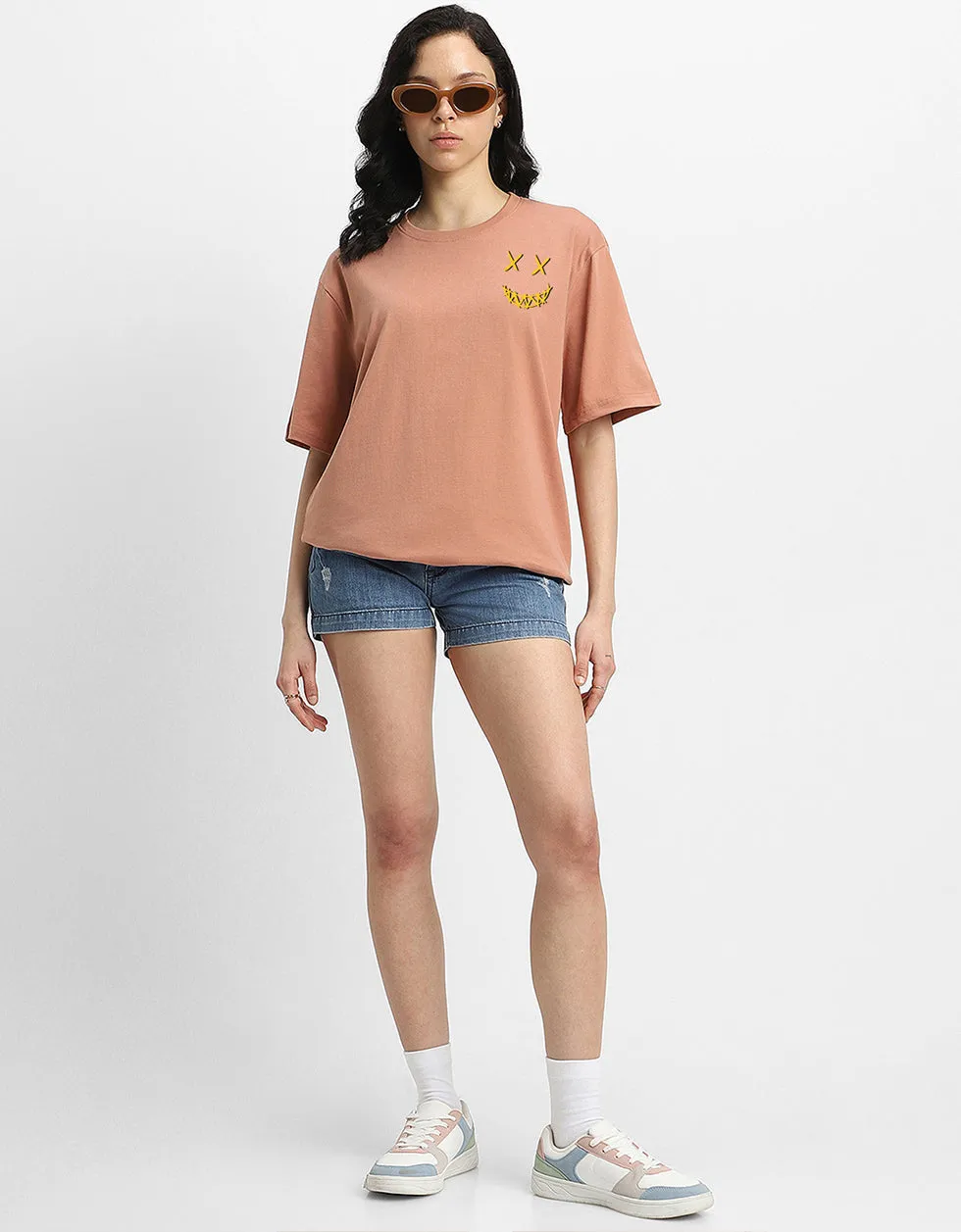 NOISE Women Cork Oversized Puff Printed Tshirt