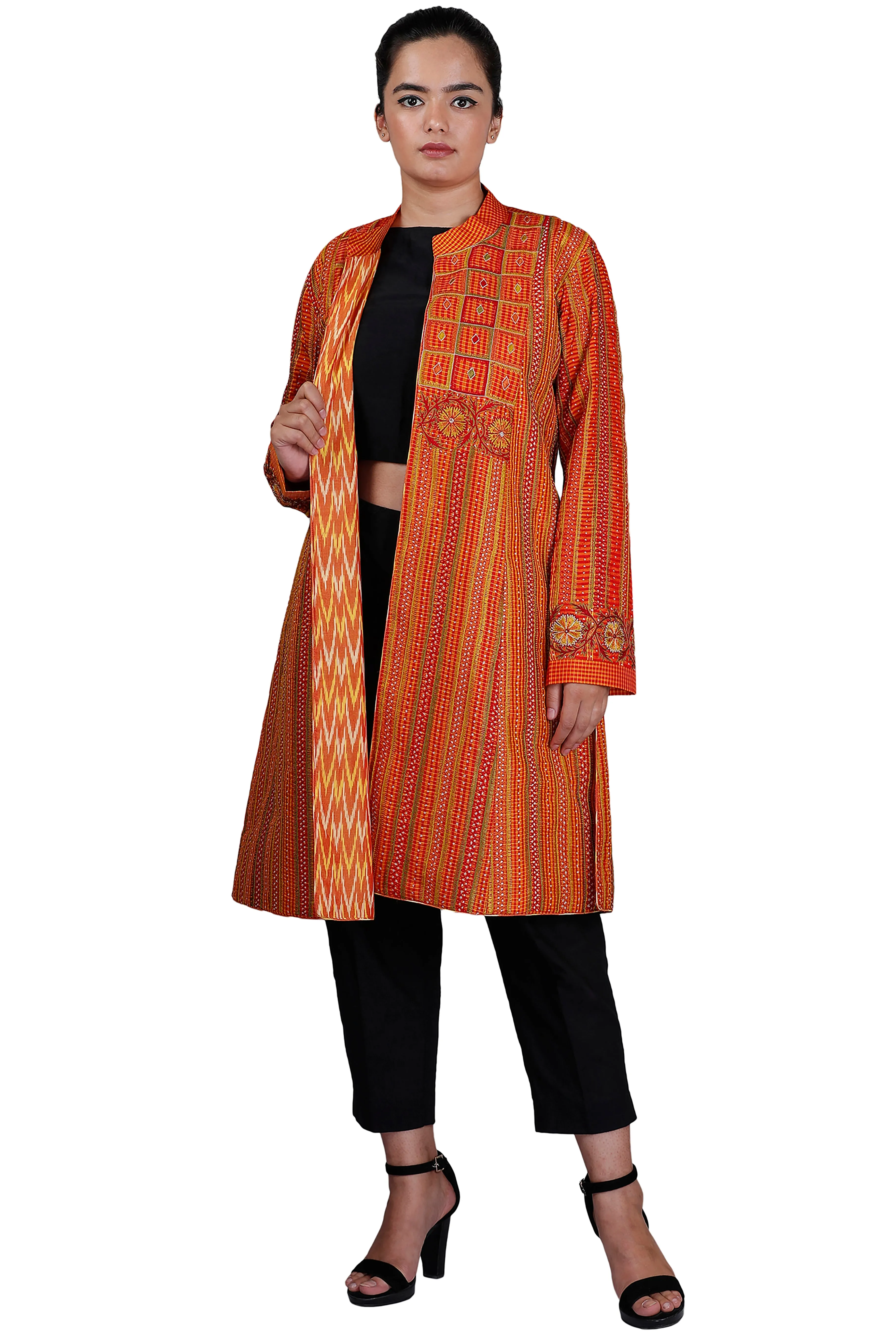 Orange Chettinad Silk Jacket