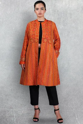 Orange Chettinad Silk Jacket