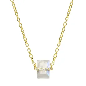 Pavé Wrapped Baguette Gemstone Pendant Necklace