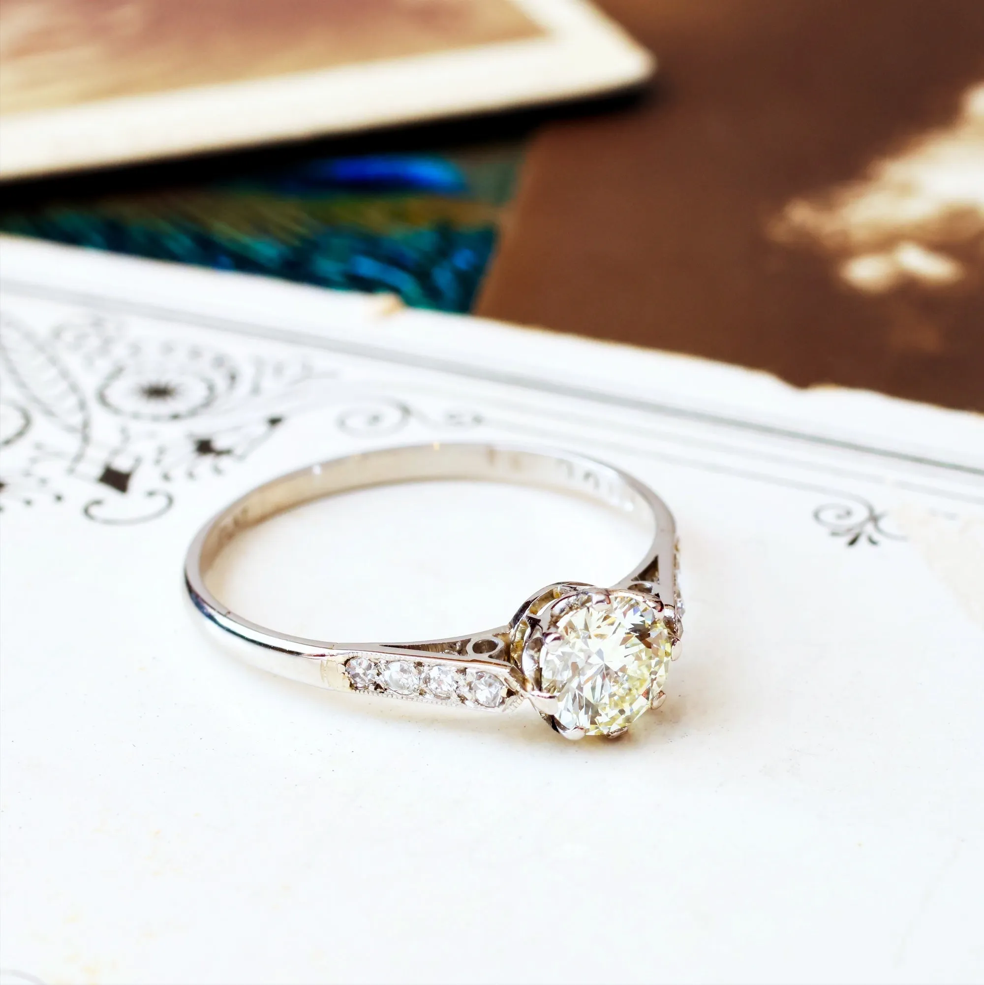 Recycled Vintage Platinum Diamond Engagement Ring