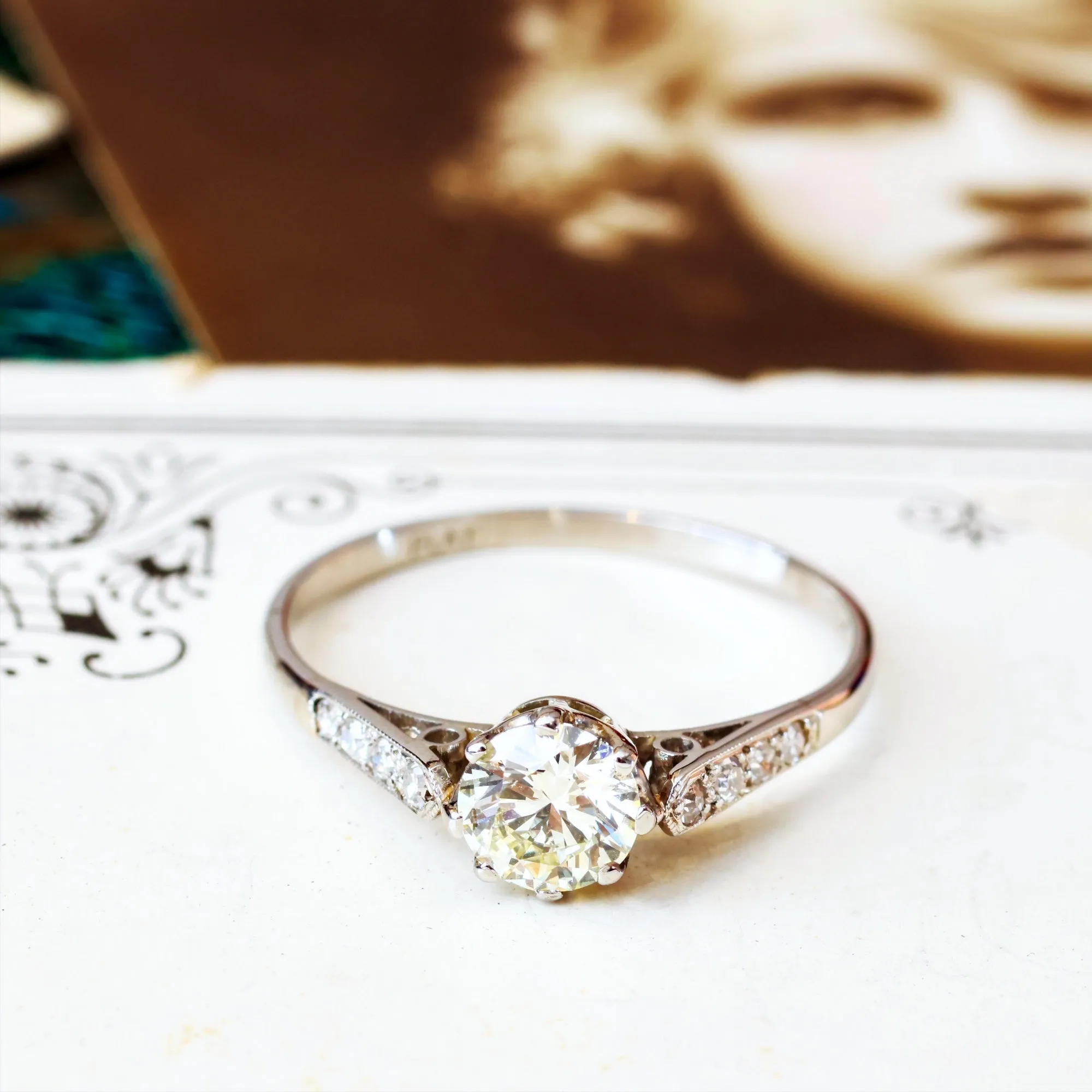 Recycled Vintage Platinum Diamond Engagement Ring