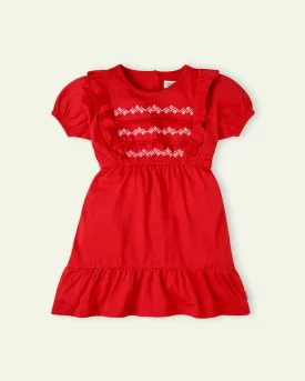 Red Embroidered Dress