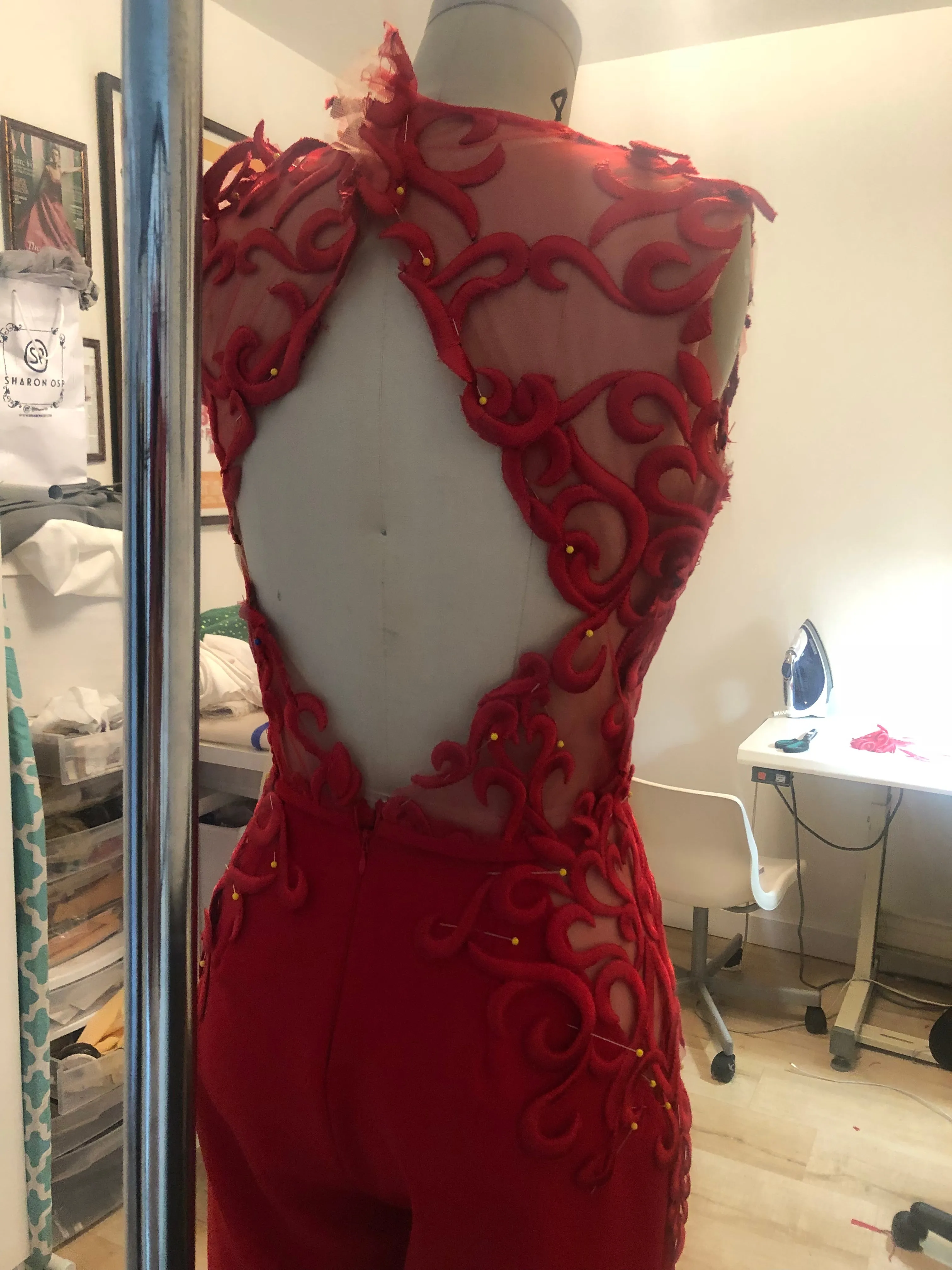 Red embroidery Medusa Jumpsuit