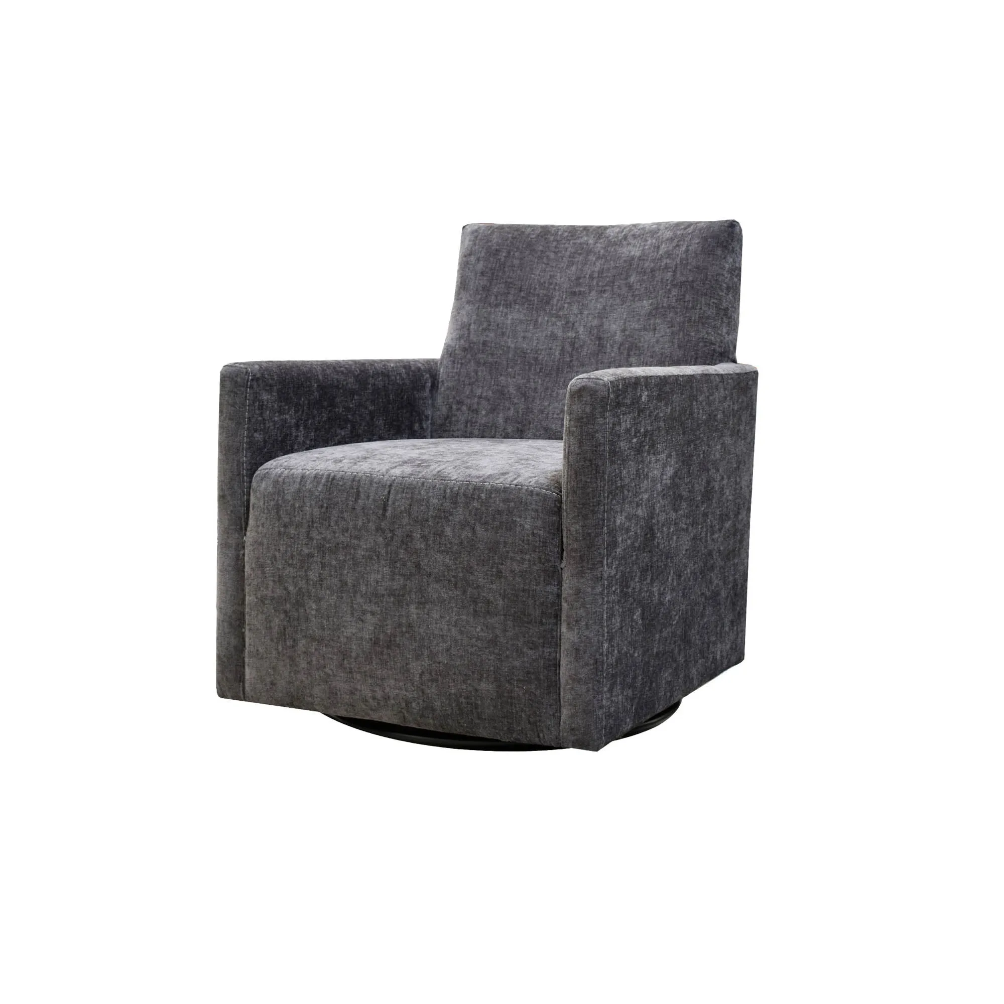 Riley Swivel Club Chair - Ebony Chenille