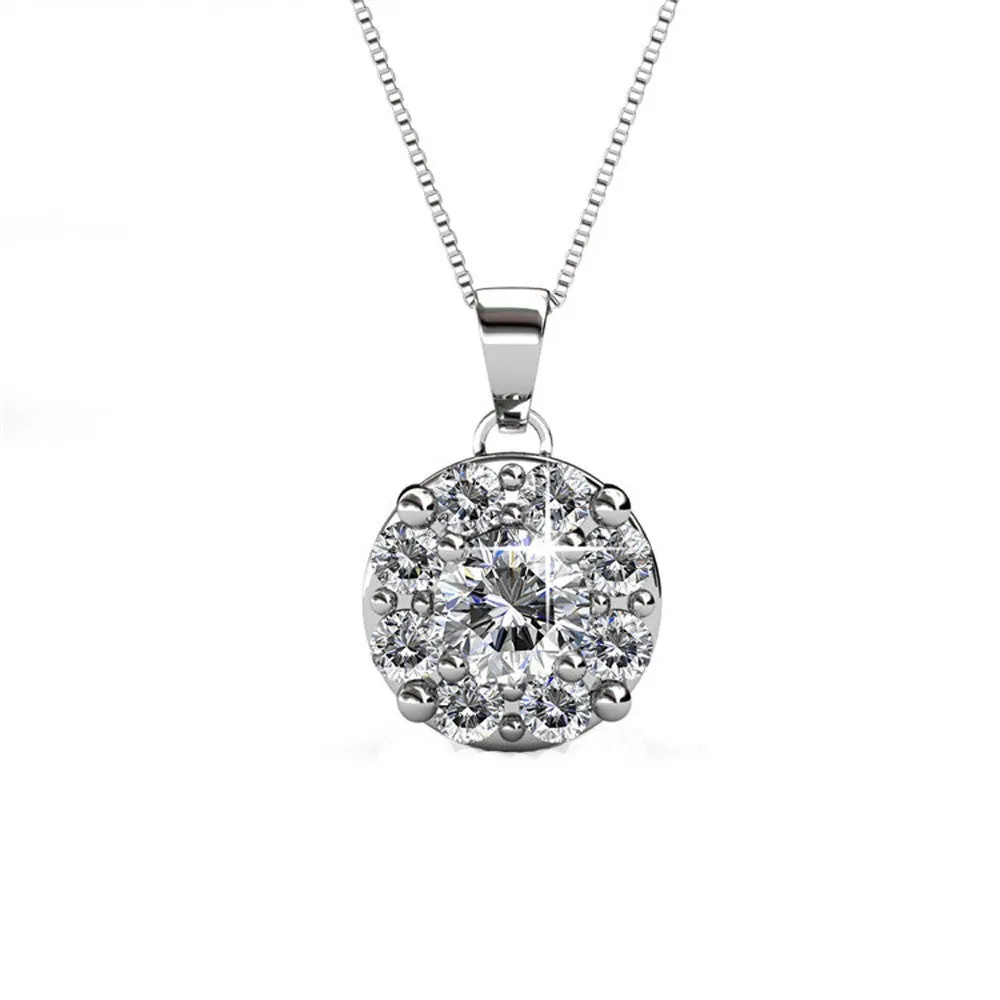 Ruth 18k White Gold Plated Silver Pendant Necklace