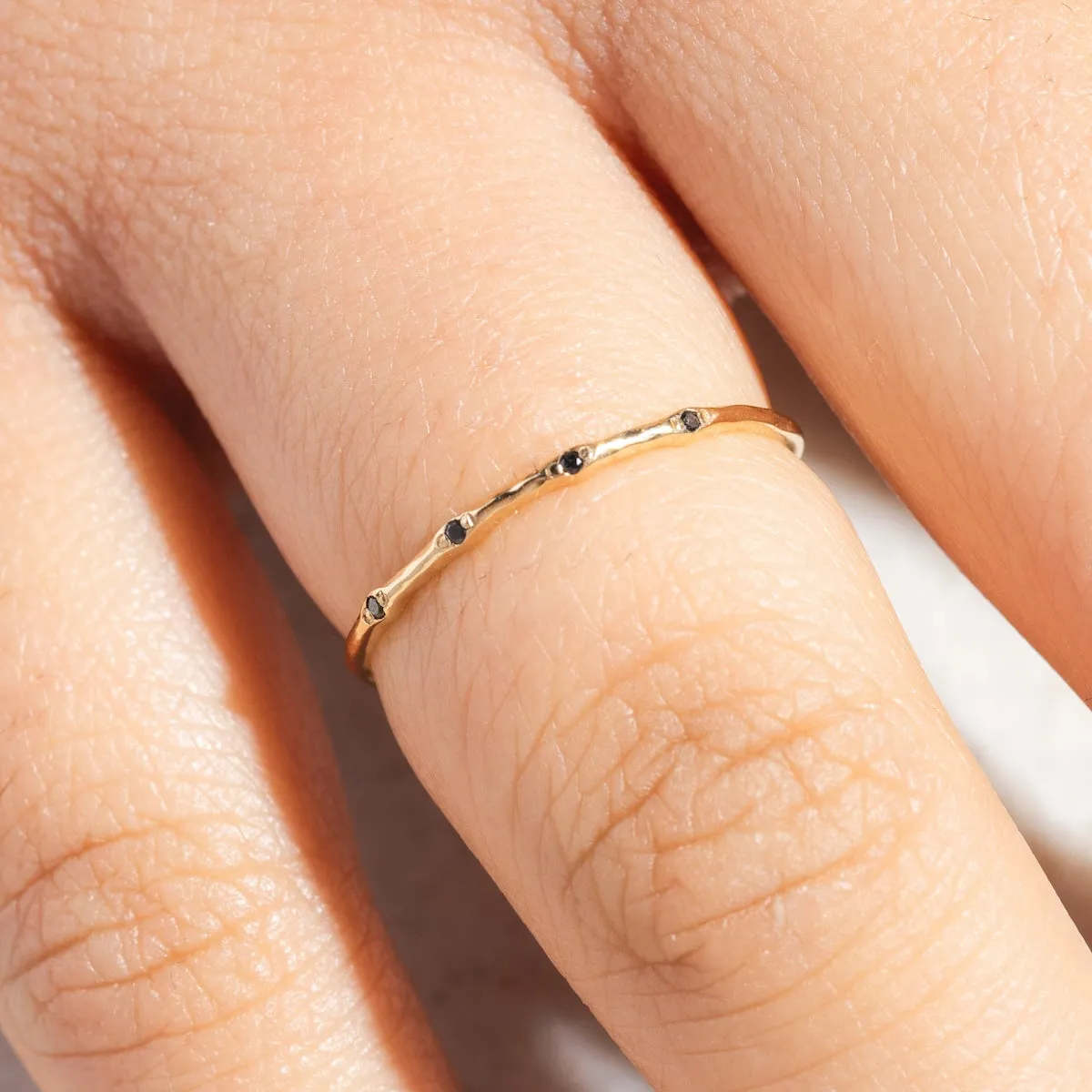 Solid Gold Textured Diamond Band