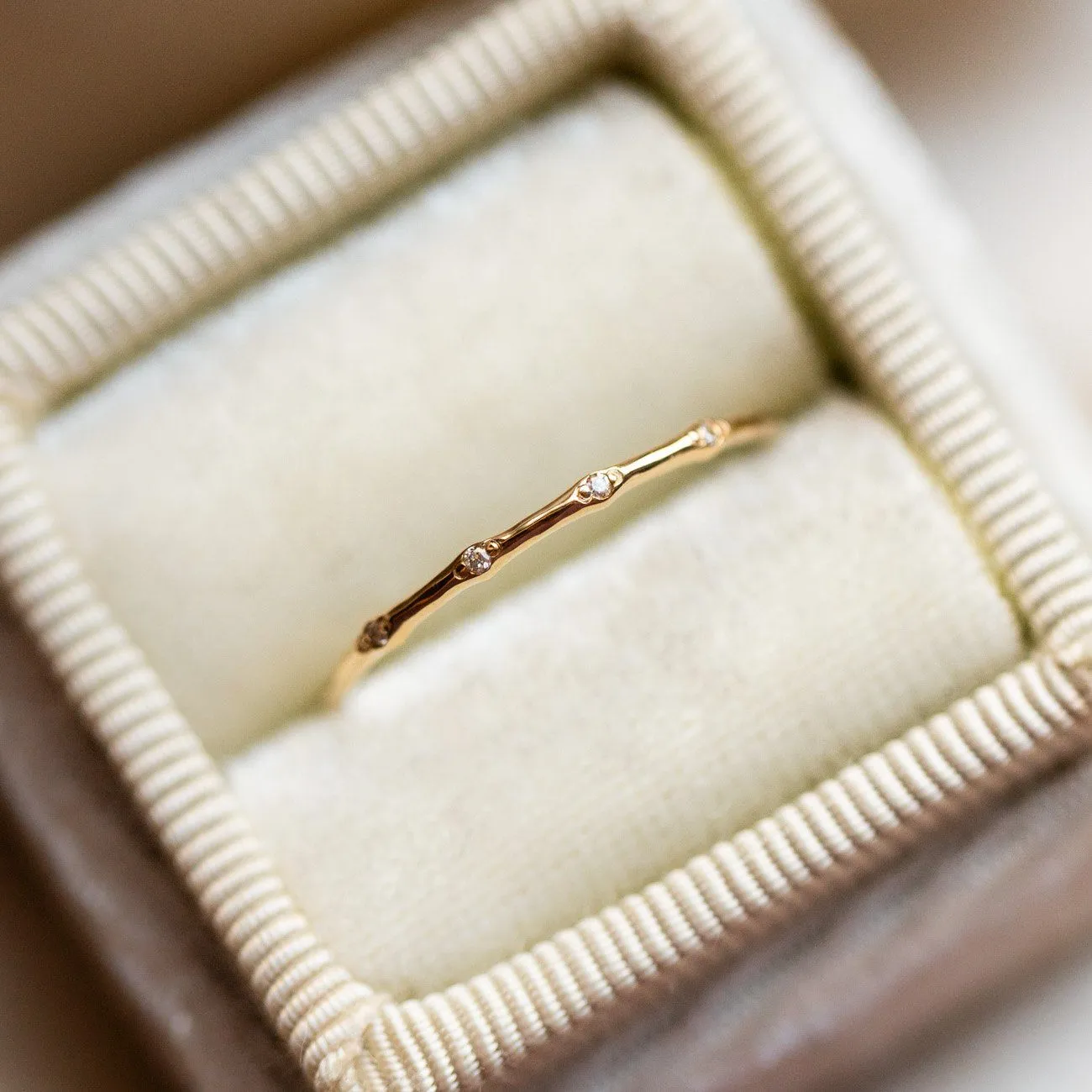 Solid Gold Textured Diamond Band