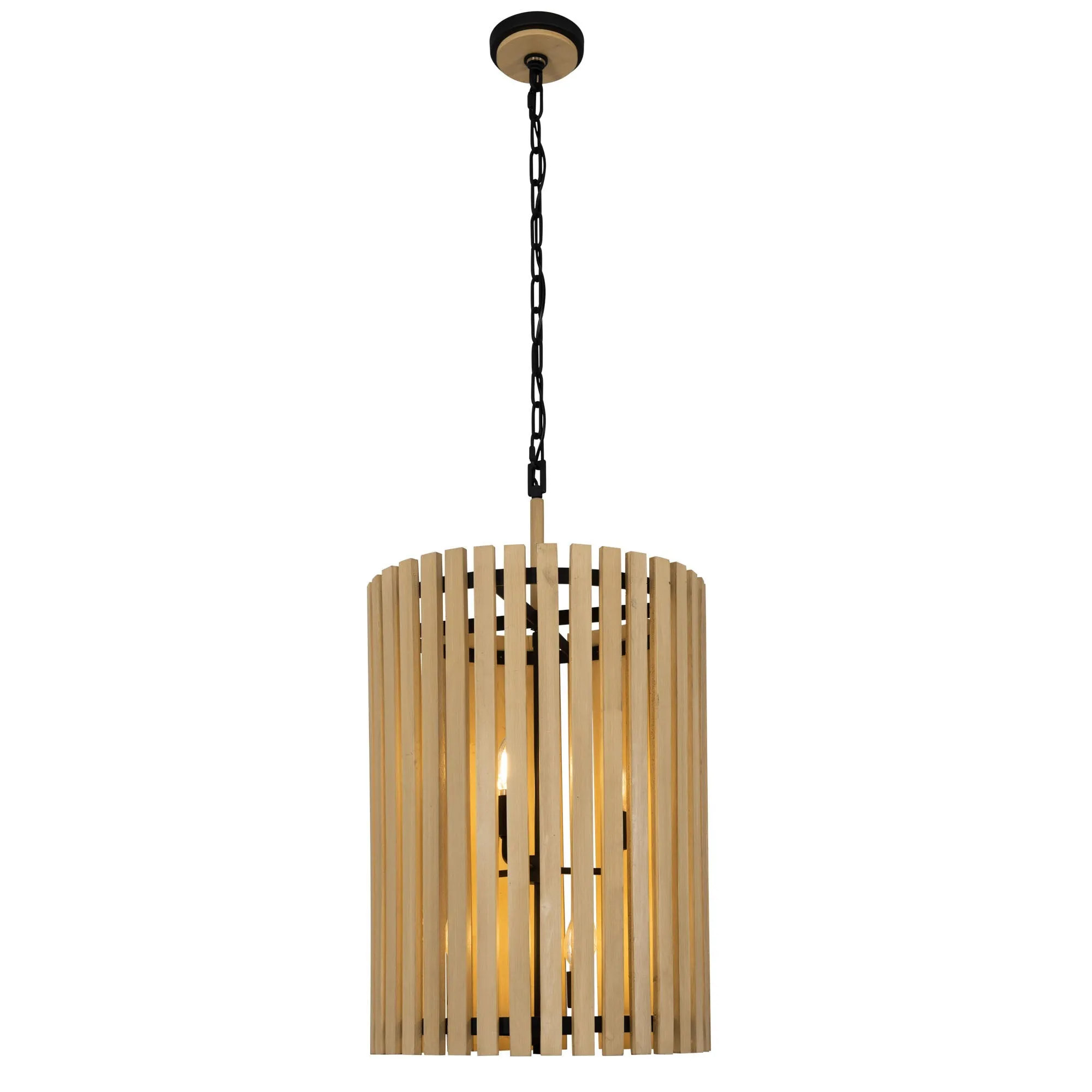 Suratto 387F06MBH 6-Light Foyer Pendant Light - Matte Black/Honey Blonde