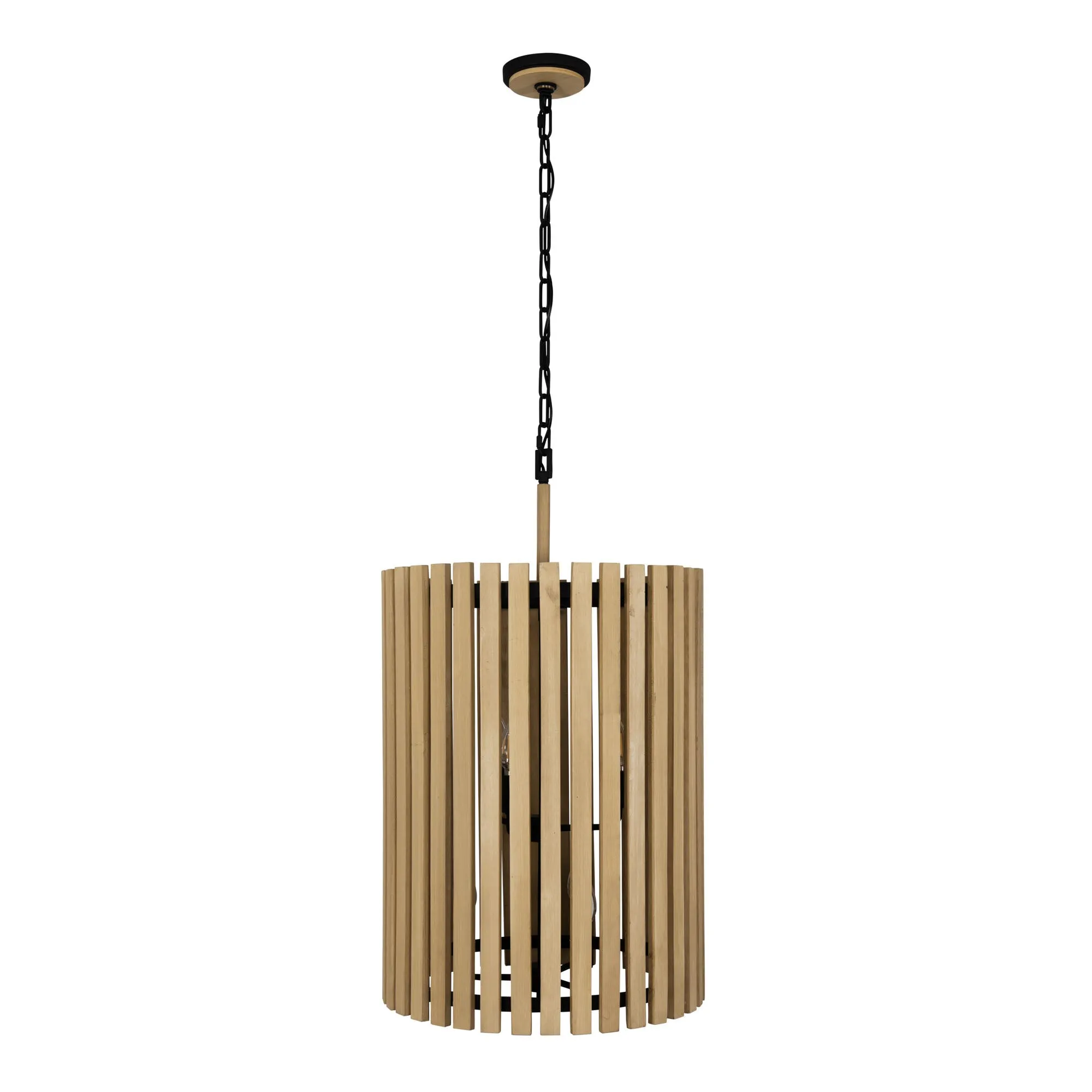 Suratto 387F06MBH 6-Light Foyer Pendant Light - Matte Black/Honey Blonde