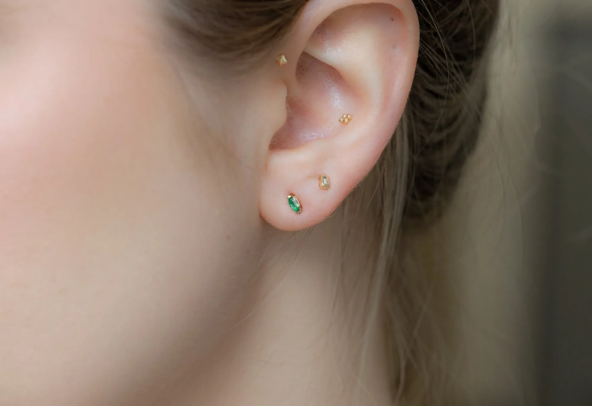 Teensy Emerald Stud Earrings