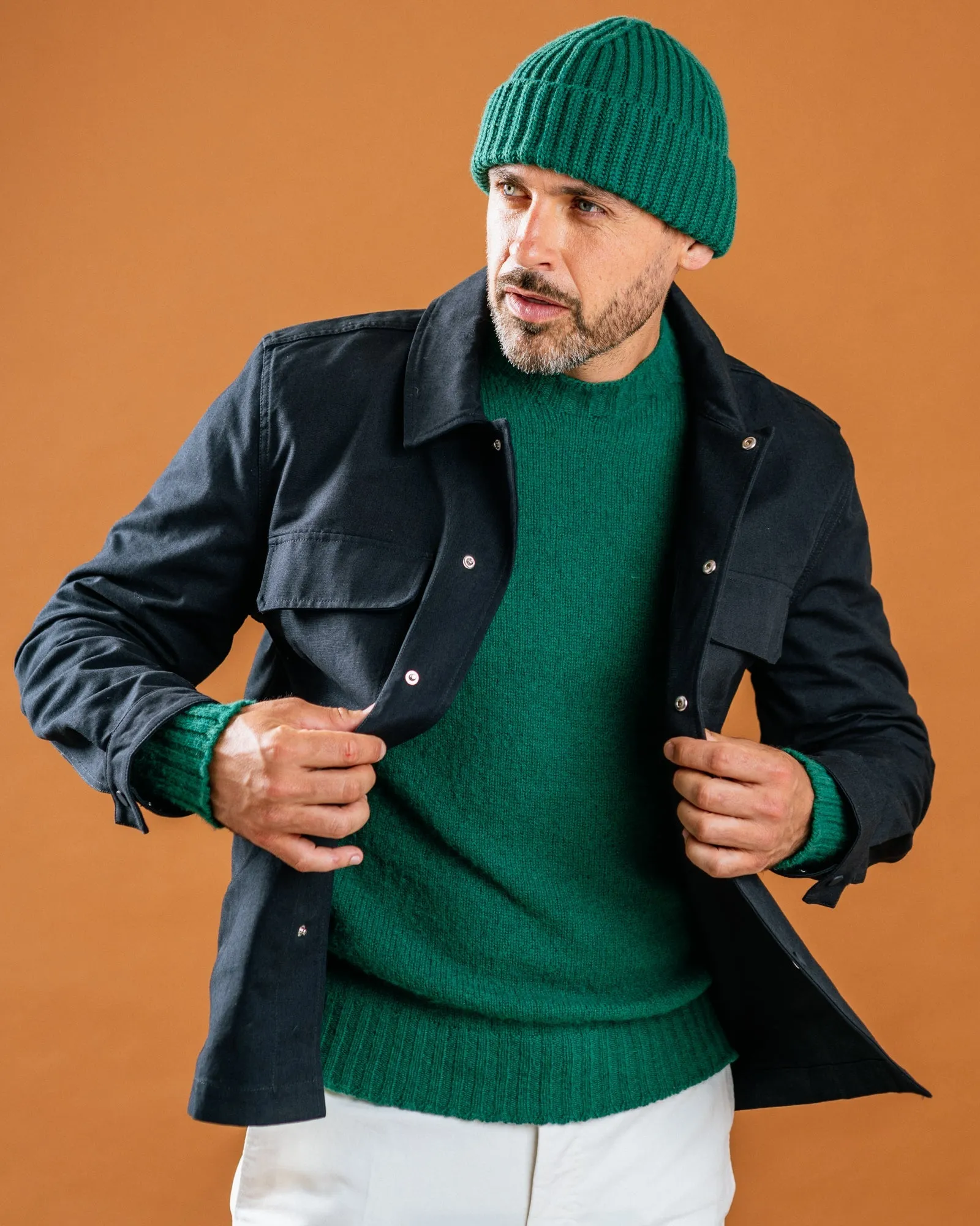 Trunk Ribbed Cashmere Beanie: Malachite Green