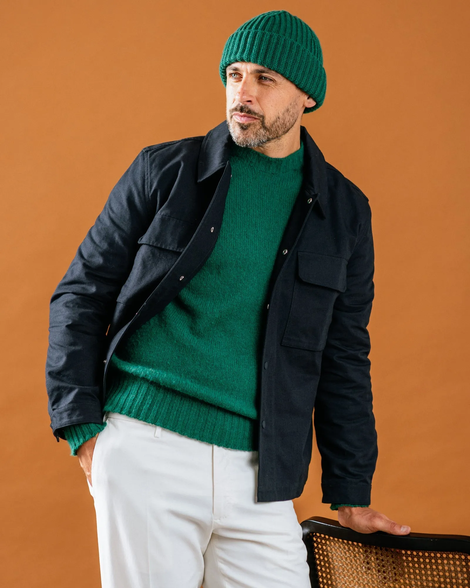 Trunk Ribbed Cashmere Beanie: Malachite Green