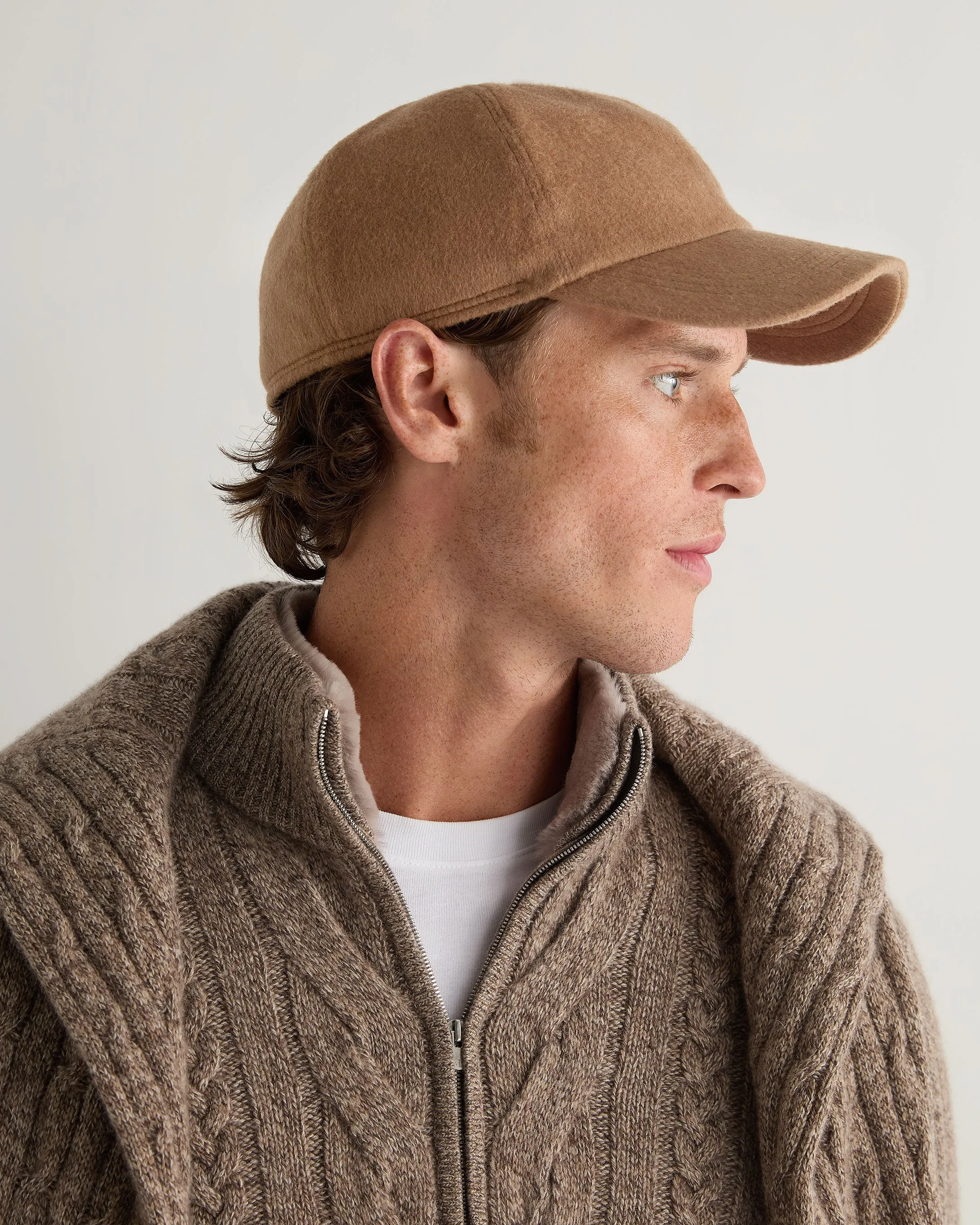 Unisex Cashmere Cap Camel Brown