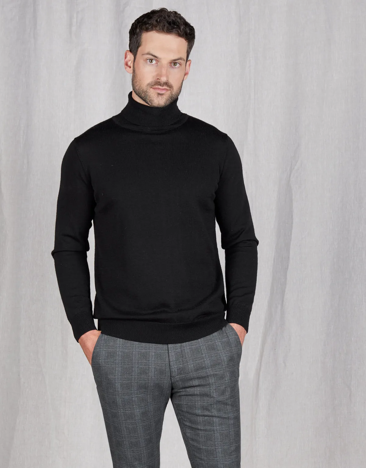 Wanaka Black Roll Neck Jersey