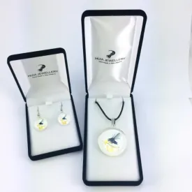 White Fantail Pendant & Earring Set