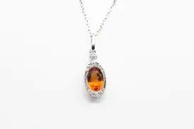 White Gold Citrine Bezel Necklace