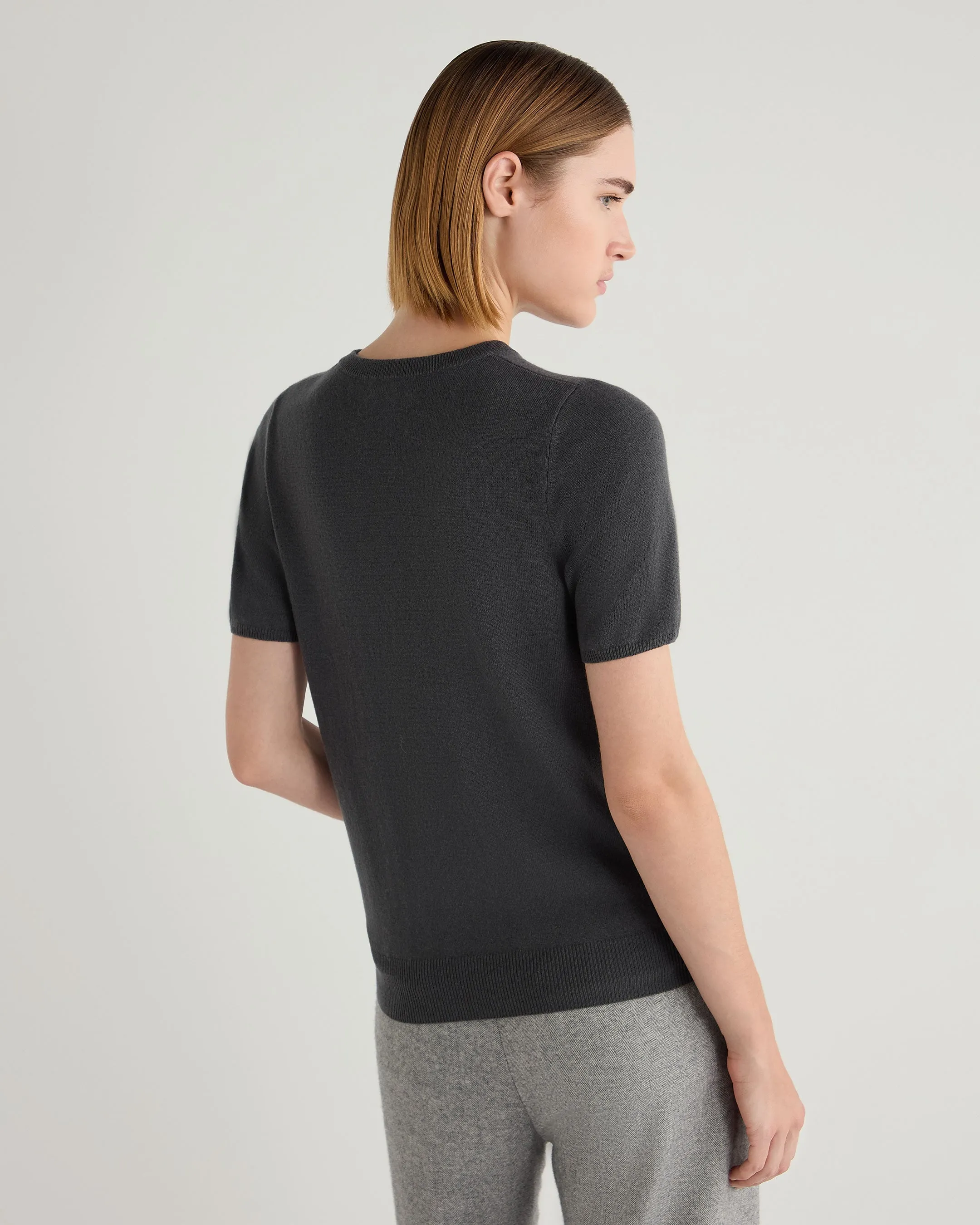 Women's Milly Classic Cashmere T-Shirt Anthracite Grey